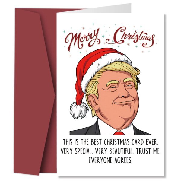 1pcs Joyful Trump Christmas Card with Envelope,Best Christmas Card Ever, Holiday Greeting Card,Funny Gift for Family and Friends