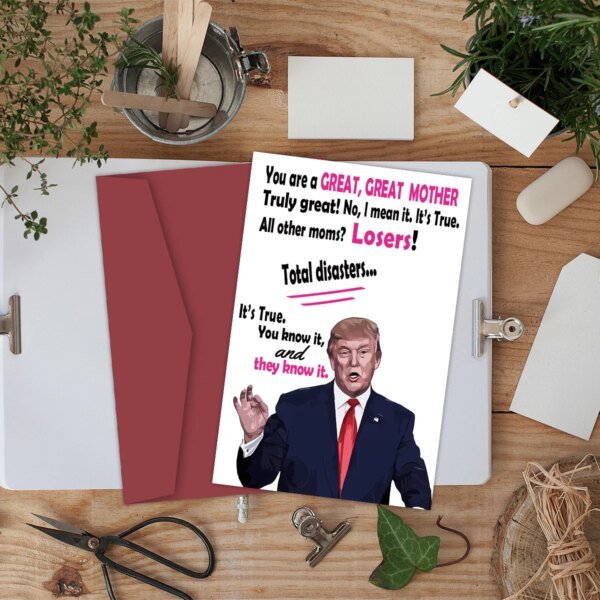 1pc Funny Birthday Card For Mom, Creative Trump Mother's Day Card Greetings Funny Mother's Day Card, Thank You Card, Gift Card - Image 3