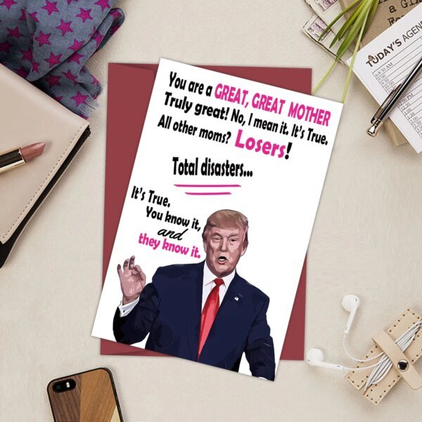 1pc Funny Birthday Card For Mom, Creative Trump Mother's Day Card Greetings Funny Mother's Day Card, Thank You Card, Gift Card - Image 2