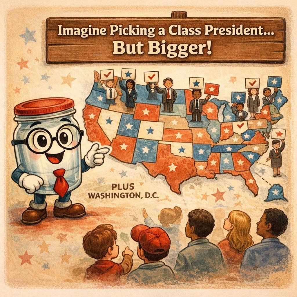 PJ Explains the electoral college is like picking a class president, but bigger.